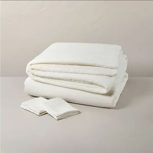 Hearth & Hand Fine Lined Linen Blend Duvet Set Sour Cream